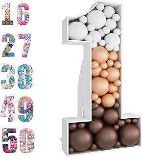 JoyBox Design 4ft Mosaic Balloon Frame Number 1 Light Up Marquee Pre-Cut Kit Number Cut-Out Extra Large Foam Board Backdrop Birthday Baby Party Anniversary…