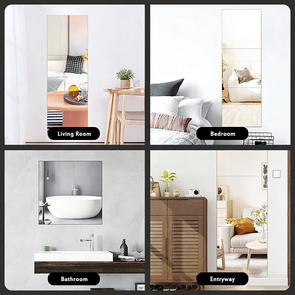 Fogli a Specchio Flessibili Acrilico, 6 Pezzi di Specchio da Parete Infrangibile per Decorazioni Murali Casa, Casa Fai da te e Studio(6Pcs-20x20cm)