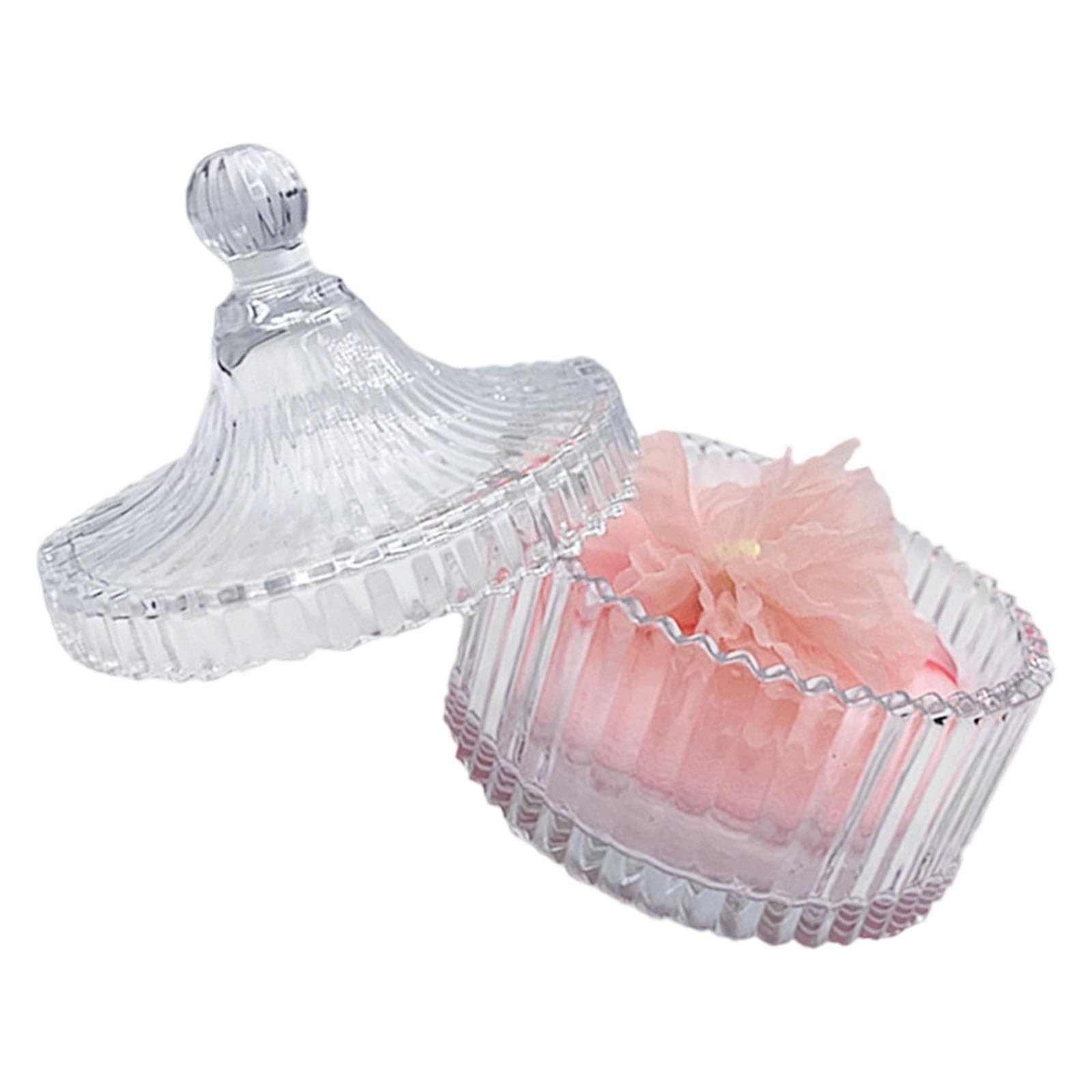 Jazuaiao Gentle Gentle Powder Breath and Clear Glass Container with Blossomy Accent for Cosmetic Organization Lidded Visible Planner