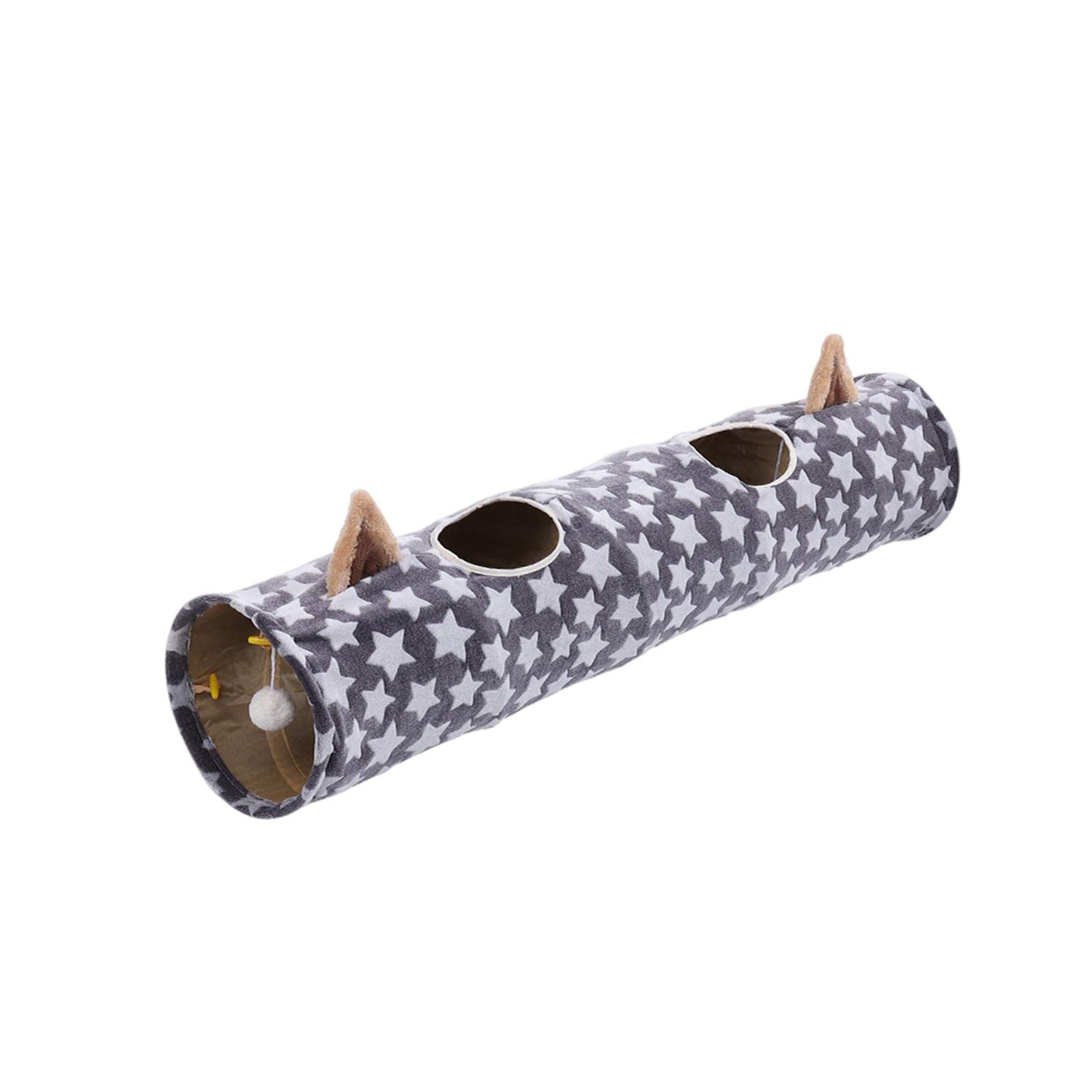 Katzentunnel Interaktives Katzen Kätzchen Spieltunnel Bett Aus Stoff mit Geräuschpapier Und Ball für Wohnung Training Spielen, Stern