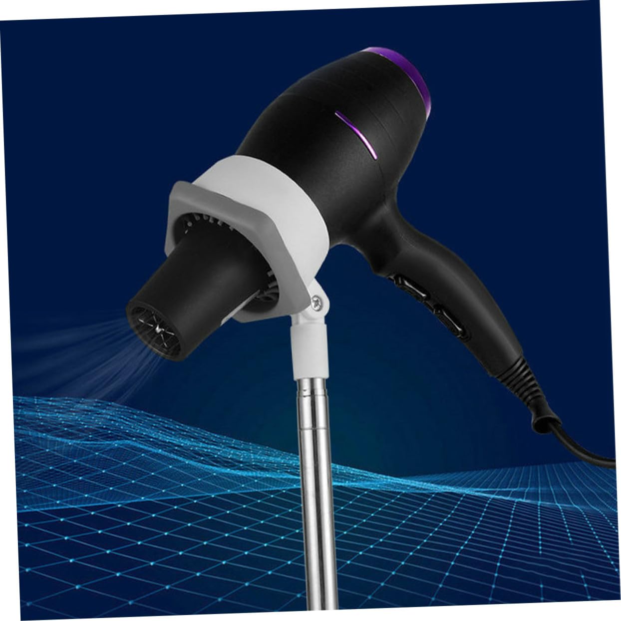 Homoyoyo Teleskop Haartrocknerständer Verstellbar 59-127cm Freihändig Halterung für Tierpflege und Styling mit Stabilem Befestigungsfuß Grau