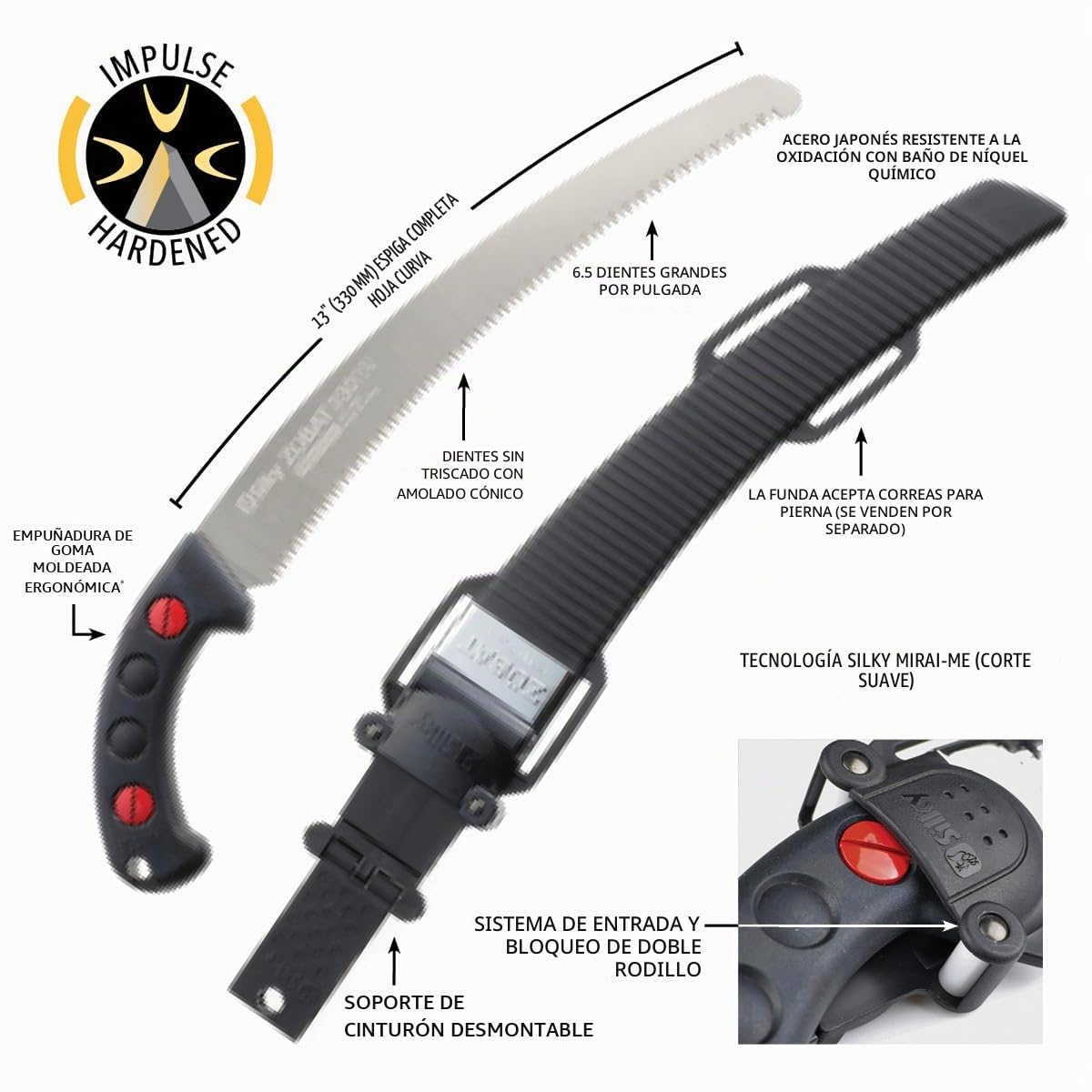 Silky SKS27033 Cuchillo tascabile,Unisex - Adulto, Negro, un tamaño, dientes largos