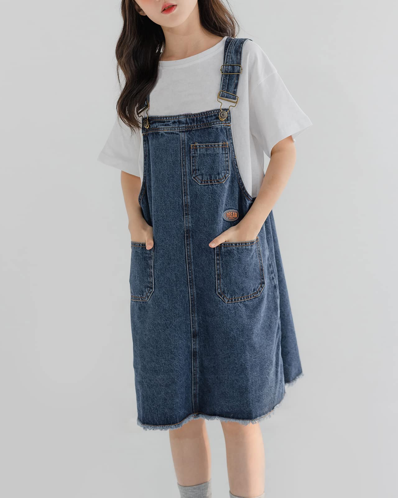 Peto Vaquero Falda Niñas Denim Vestido Dungaree Vaqueros Vestido Peto de Falda Peto Monos sin Mangas