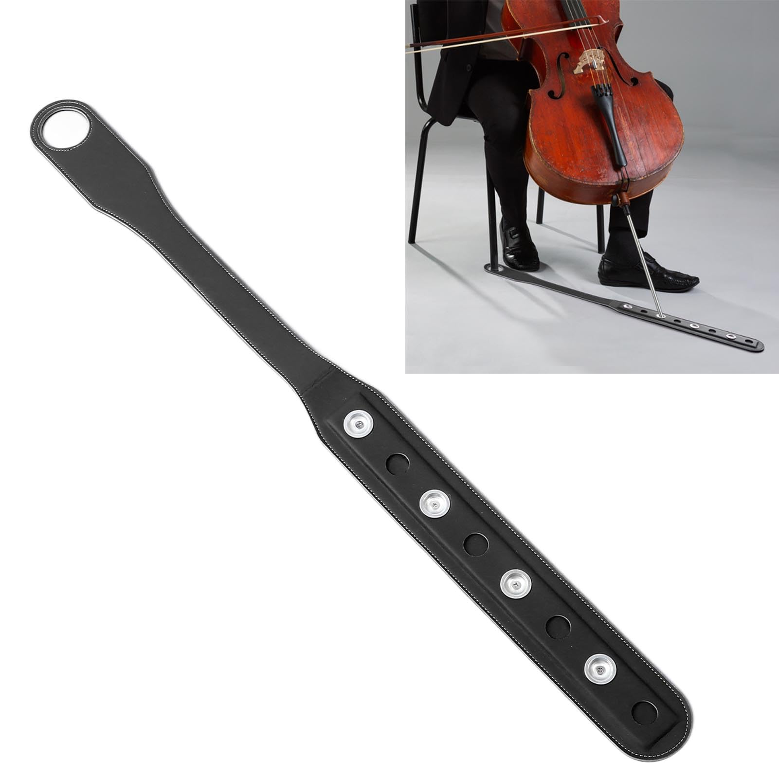 Correa de Soporte para Pasador de Violonchelo, Anclaje de Pasador de Cuero para Violonchelo, Correa Antideslizante para Práctica y Rendimiento (BLACK)