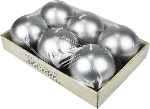 Miniatura 2 de Zest Candle Velas de bola de 6 piezas, 3 pulgadas, plata metálica