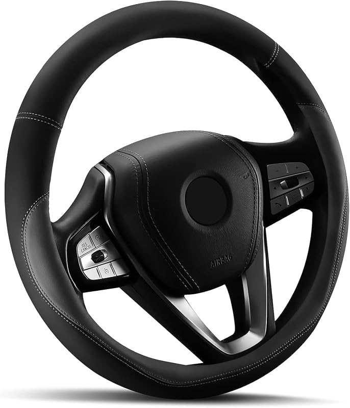 Capa para Volante de Carro em Couro Sintético PU HOTOR Cinza para Volantes de 36,8–38,1 cm