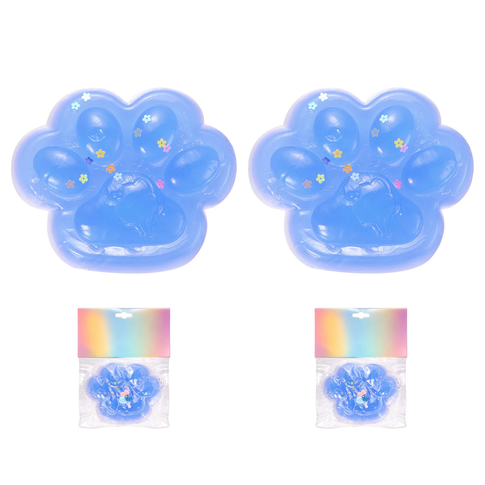 sourcing map 4.7 Inch Cat Paw Squeeze Toy, Cute Cat Paw Sensory Toy Soft Funny Fidget Toy Perfect for Stress Relieving, Party Favors & Birthday Gifts (Blue, 2pcs) — image 1