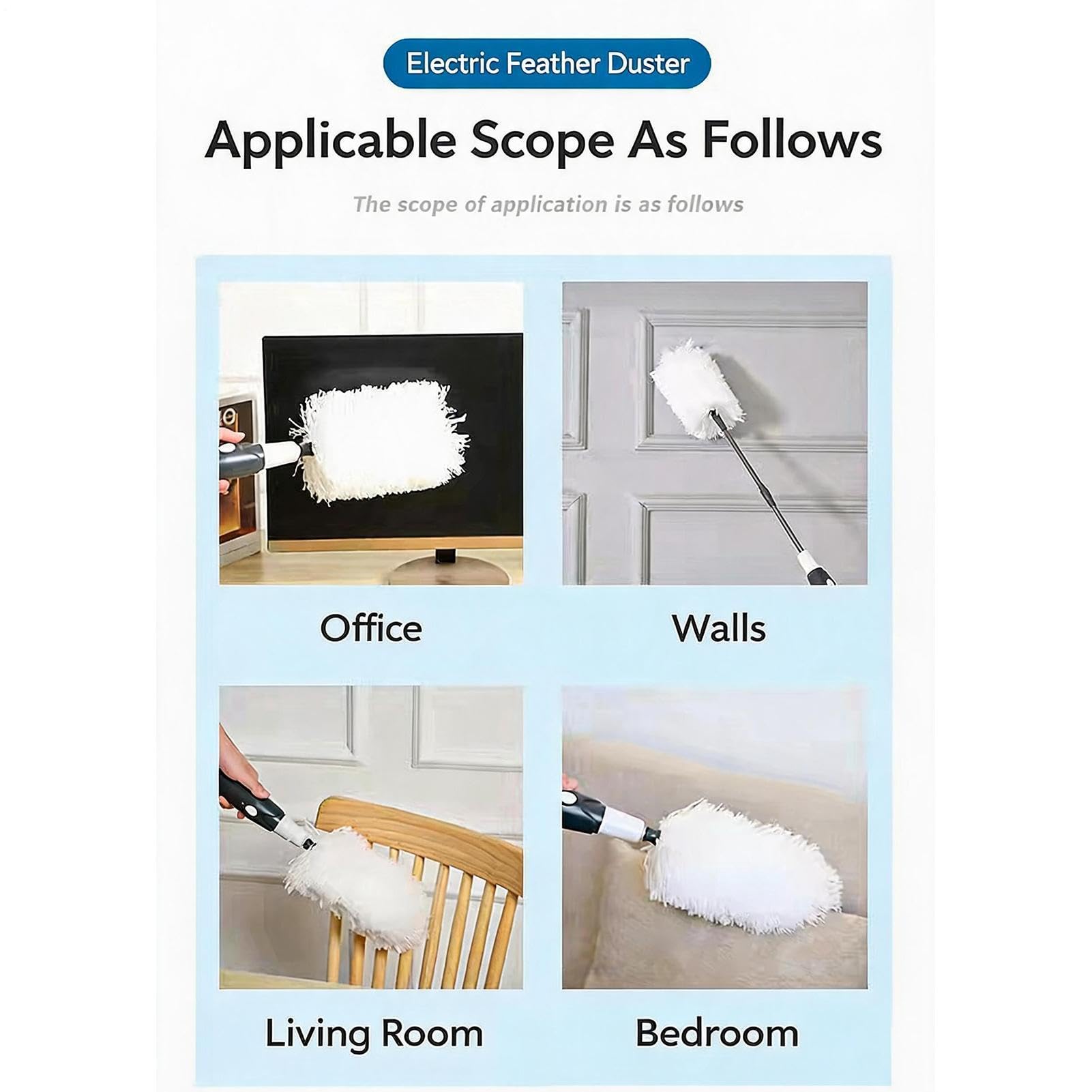 Spazzola Elettrica Per Polvere Manico Estensibile, Microfibra, Senza Fili, | Spazzola Raccoglipolvere Pulente Per Cucina Camera Da Dormitorio Ufficio Hotel Auto