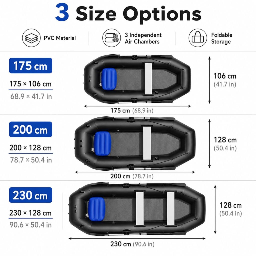 Kayak Inflable con Remos De Aluminio, 3 Cámaras De Aire