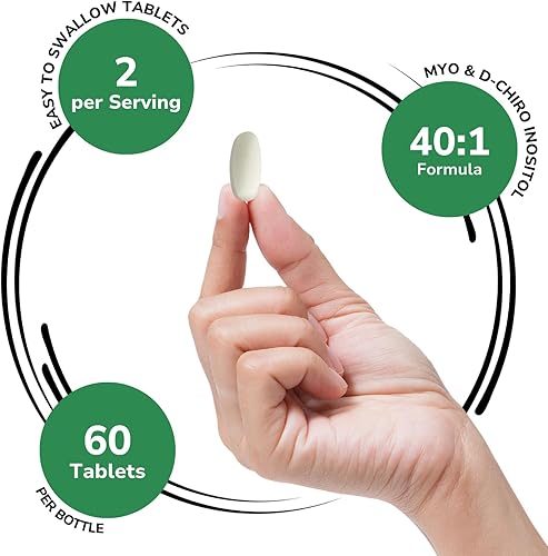 Miniatura 3 de Genex Formulas 40:1 Myo-Inositol 2000mg D-Chiro Inositol 50mg (60 tabletas) Apoya el equilibrio hormonal y la función ovárica - Vegano, sin gluten,