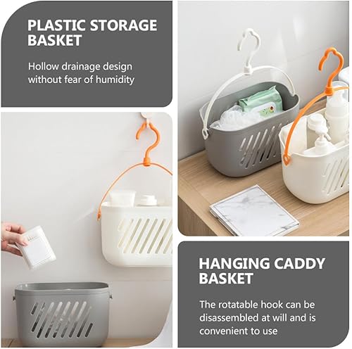 Miniatura 8 de 2 unidades de plástico para colgar la ducha, organizador portátil de ducha para dormitorio universitario, baño, viajes, gimnasio y campamento (gris)