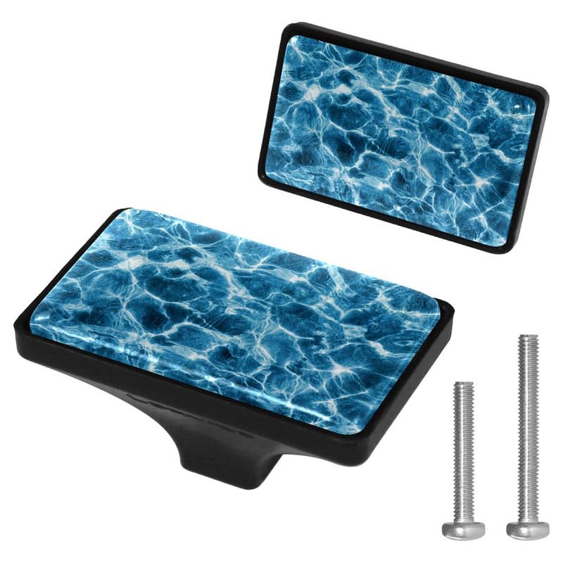 LORVIES 4 Pack 1.65" Ocean Decorative Cabinet Knobs, ABS Glass Rectangle Single Hole, Dresser Drawer Door Handles Pulls for Home Kitchen Bedroom (Deep