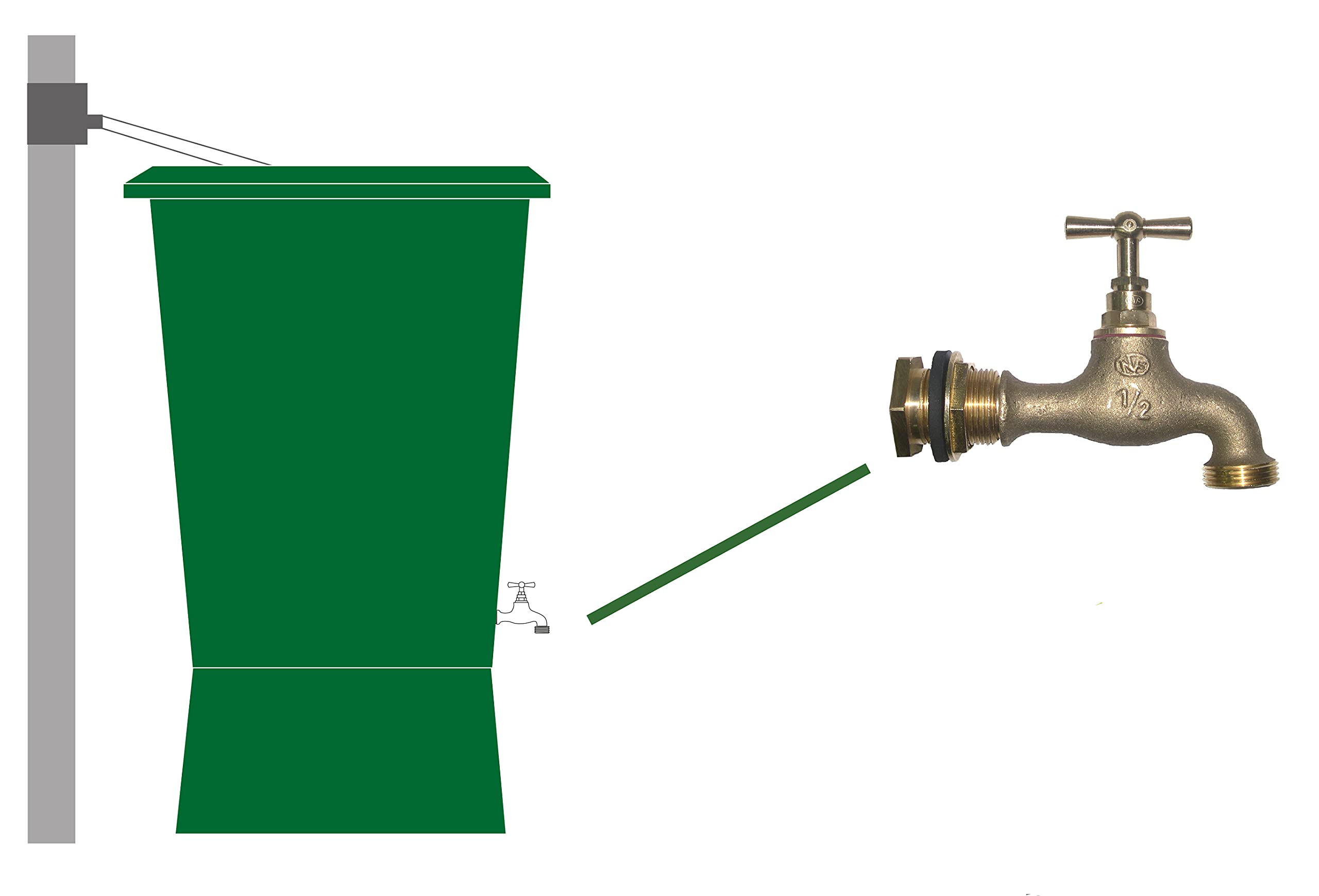 Kit Robinet Et Traversée En Laiton Pour Cuve De Récupération D'Eau De