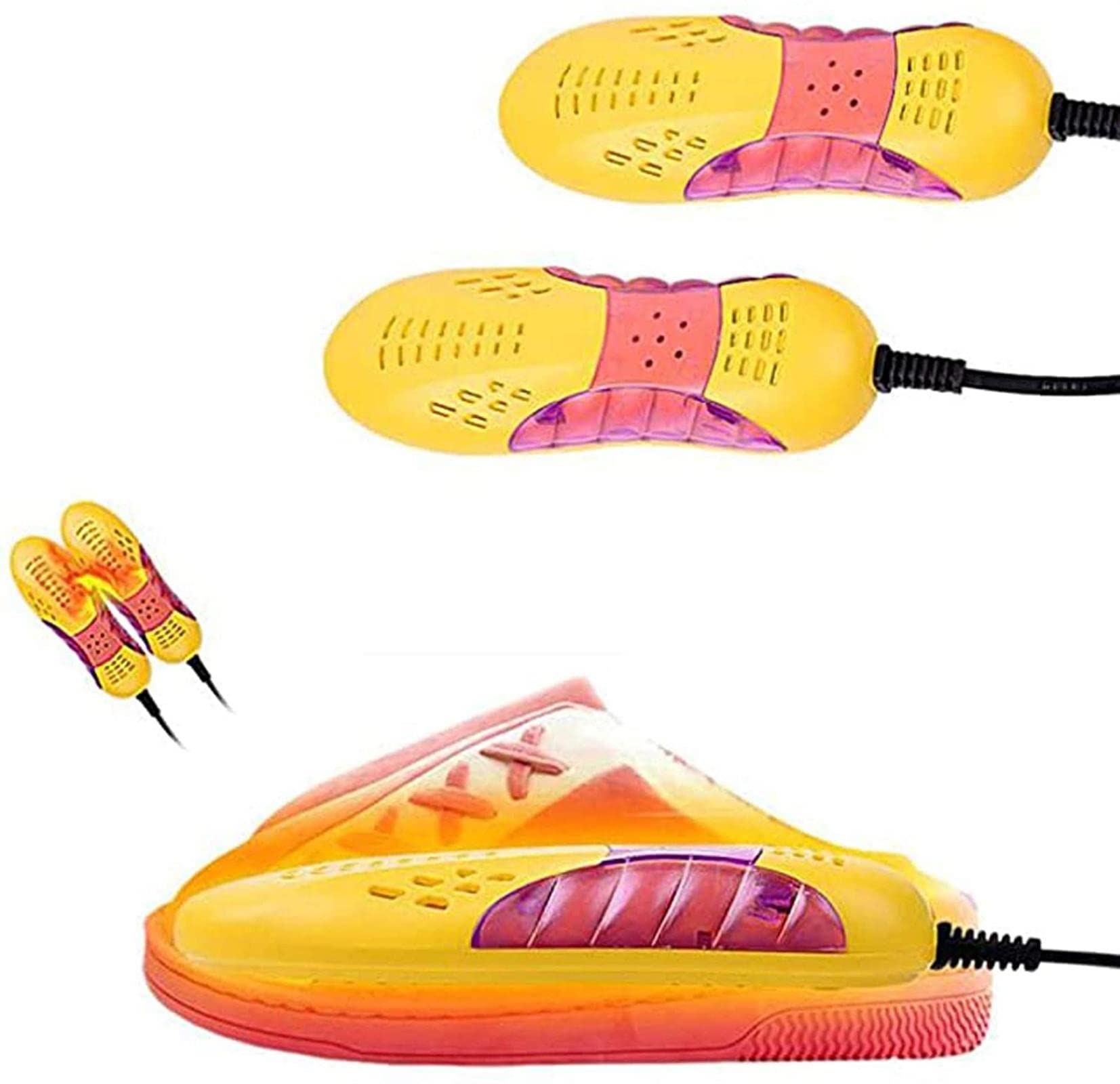 Secador de Botas de Zapatos, Calentador de Aire Caliente eléctrico portátil montado en Zapatos, secador de Zapatos Lindo (Amarillo Reino Unido) (Amarillo EE. UU.)