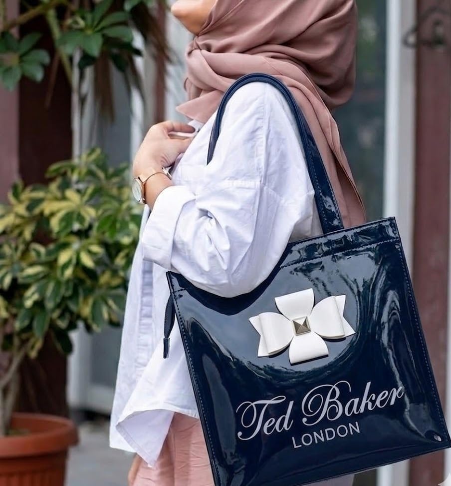 Image of SEA MOUNT Ted Baker London Multipurpose Tote Bag with Signature Bow Detail Spacious Travel Carryall, Everyday Shopping Organiser, Durable Shoulder Handbag for Work, Office, Travel & Daily Essentials