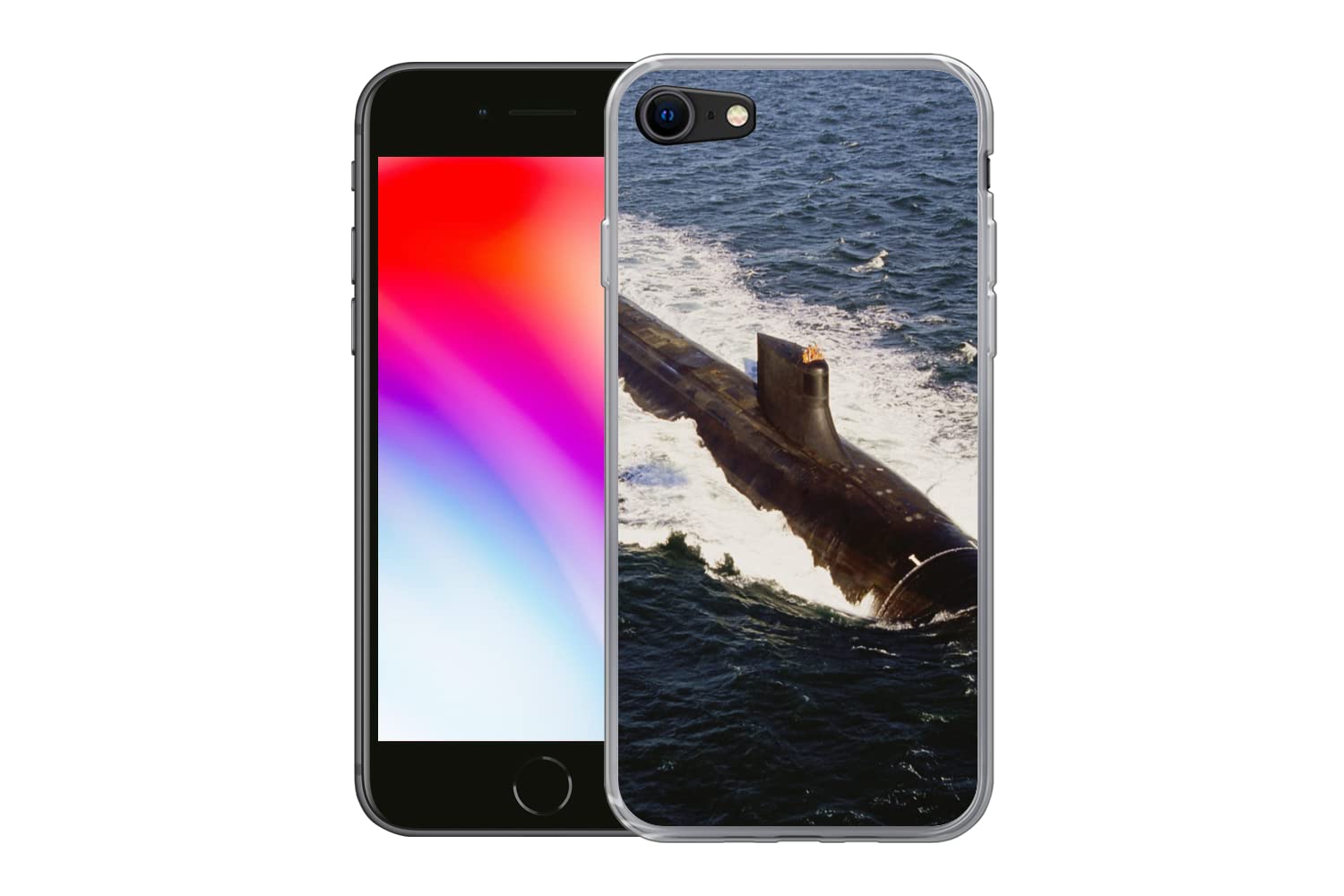 MuchoWow Funda para iPhone 7 - Un Submarino se sumerge en el Agua - Funda de Silicona/Funda Blanda para teléfono móvil