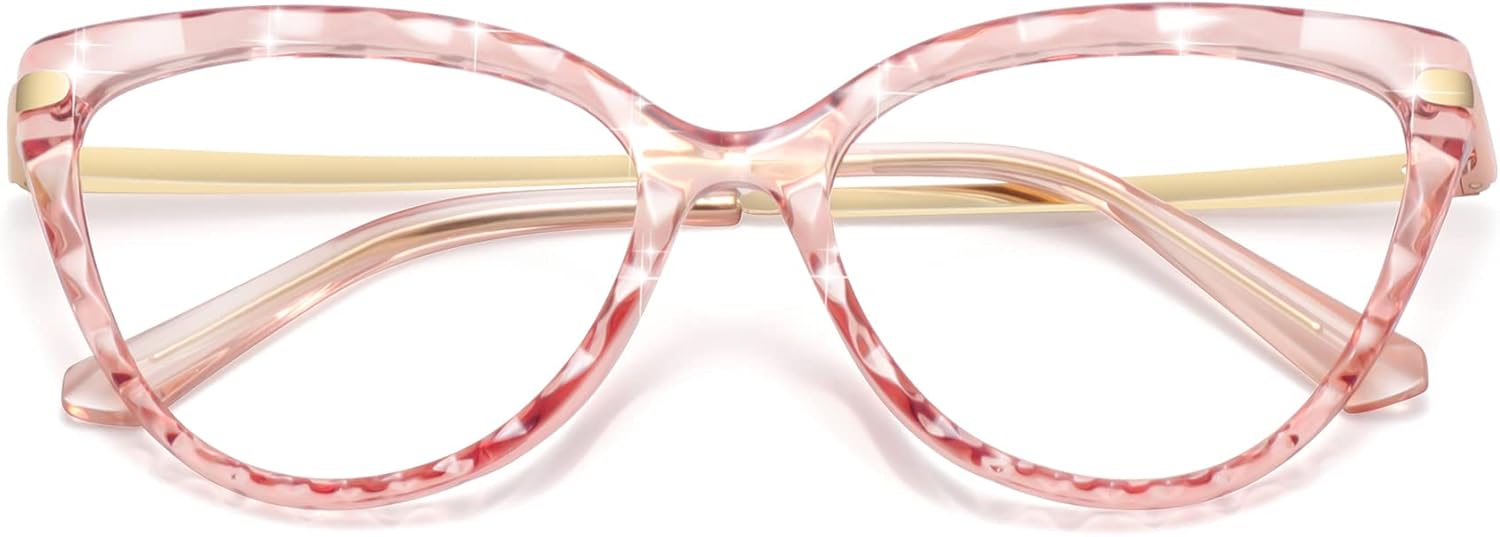 WOWSUN Sexy Cute Crystal Cat Eye Glasses Frame for Women Non-Prescription Fake Eyeglasses Eyewear Frame with Clear Lens