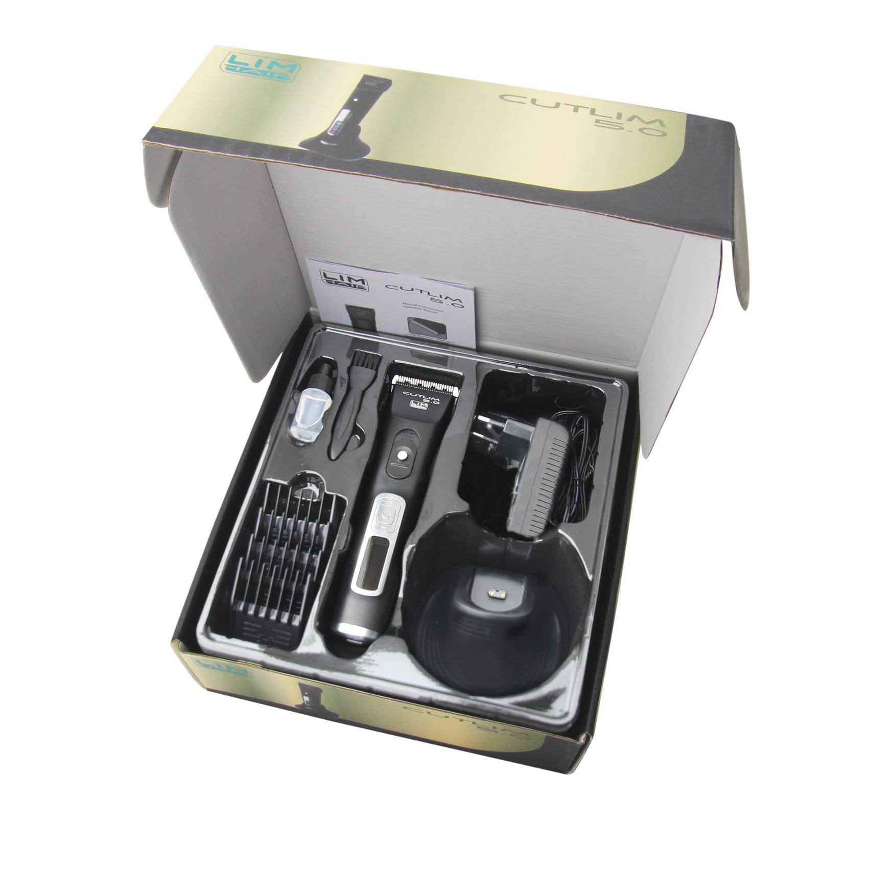 Máquina digital de corte de cabello LIM HAIR CUTLIM 5.0, para cabello, barba y cuerpo. Diseño PROFESIONAL. 4 alturas de corte, 4 peines alza, 5 velocidades, Batería Litio, Display.