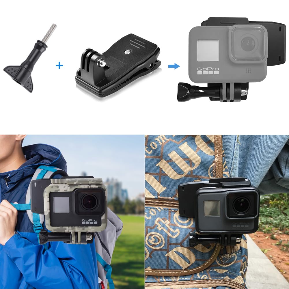 JAMUILS Harnais de Poitrine Support Smartphone, Support de Tête et Sangle d'épaule pour Sac à Dos, Kit d'accessoires pour Caméra d'action, Compatible avec GoPRO IPhone DJI Insta360
