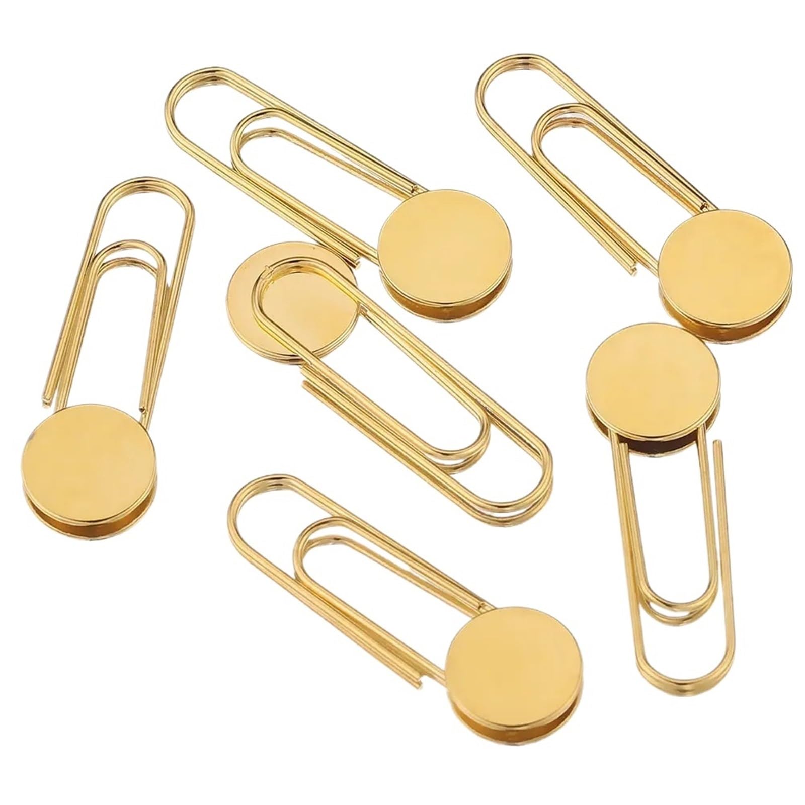 LUYSGBXR Brooch Pin 30pcs Stainless Steel Paper Clips Flat Blank Base 10mm Glass Cabochons Safety Pins Collar Pin(Gold)