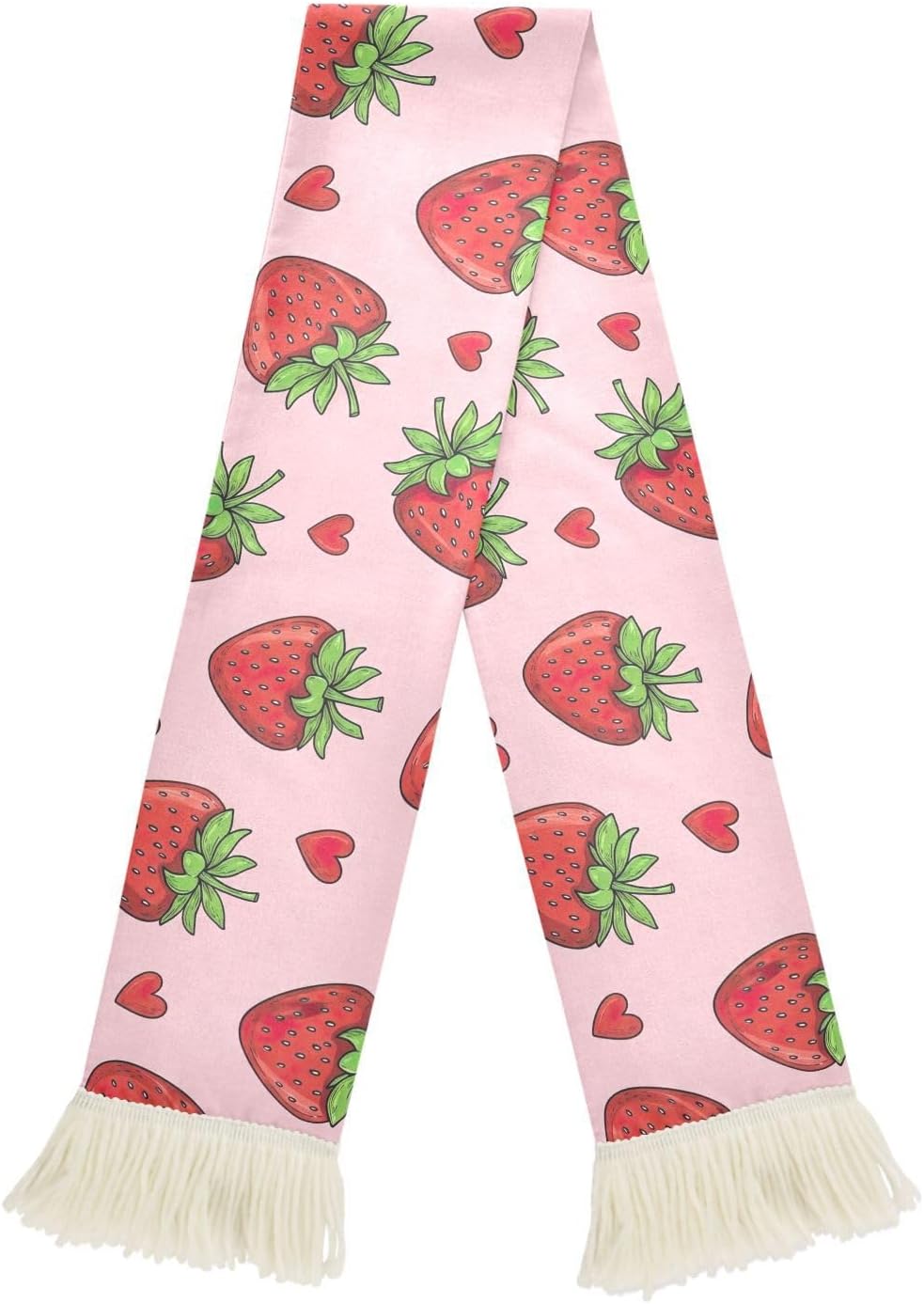 CHIFIGNO Cute Strawberry Pink Sports Fan Scarf Sweat Towel, 100% Polyester Quick Dry Rally Towel for Soccer Fans, Cheering Banner Scarf