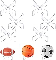Wanmu 6-Pack Clear Acrylic Ball Display Stands for Basketball Football Soccer Volleyball Rugby - Trophy Memorabilia Holders