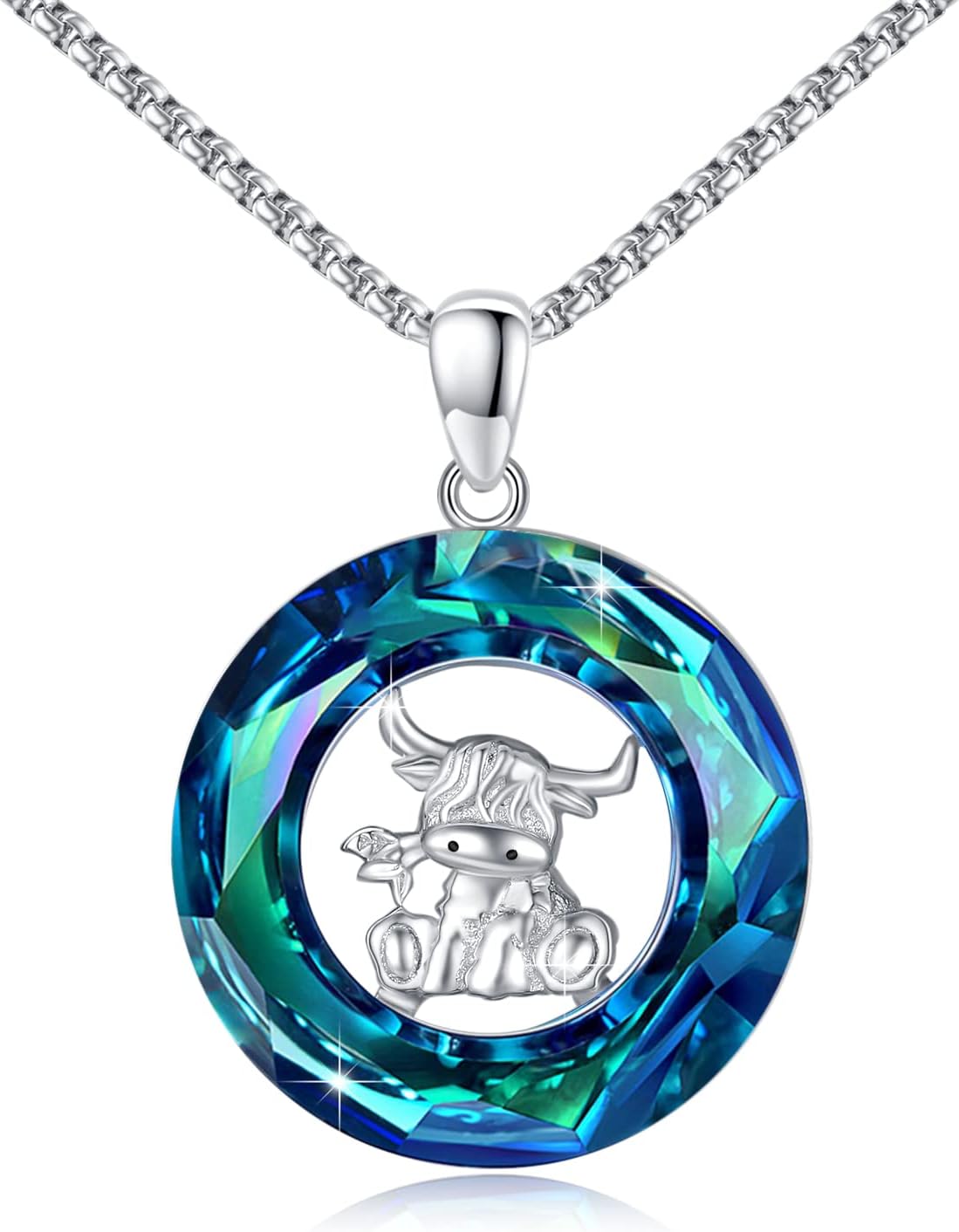 Collana con mucca scozzese in argento sterling 925, ciondolo in