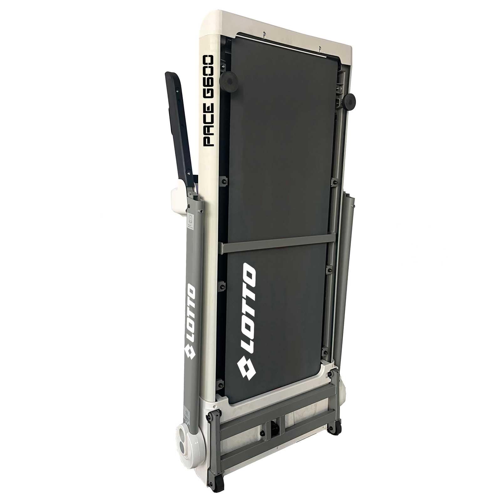 Tapis Roulant Elettrico Lotto Pace G600, 2.5 HP, 1–15 km/h, Inclinazione Automatica 15 Livelli, Superficie 121×46 cm, LED Display, Bluetooth FitShow/Kinomap/Zwift, 12 Programmi, Pieghevole, Max 120 kg
