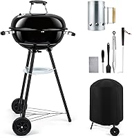 Leonyo 18-Inch Portable Kettle Charcoal Grill with Cover, Chimney Starter & Tools - 254 Sq In for Camping, Patio, Backyard BBQ
