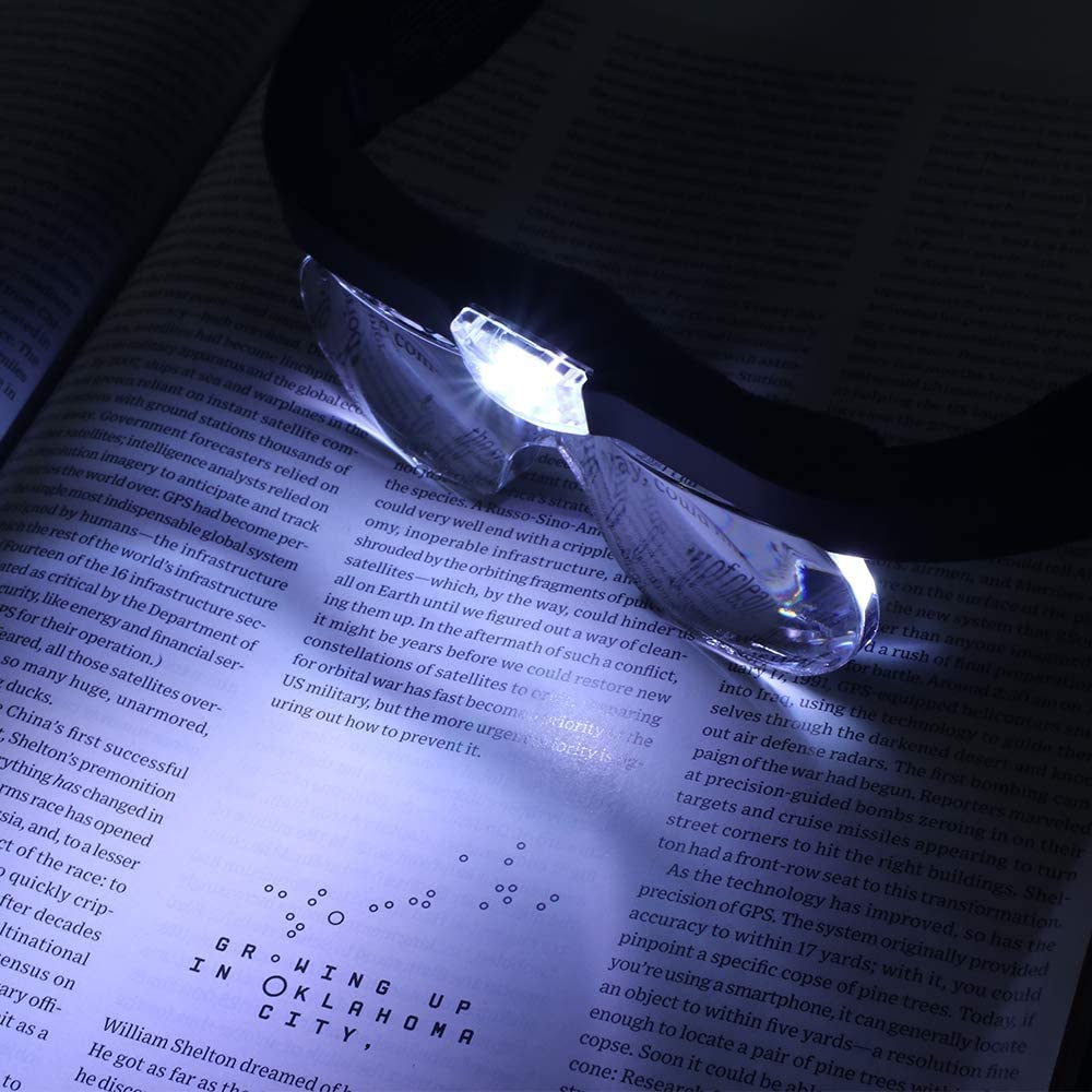 Stirnband-Lupe, wiederaufladbare Lupe, Kopflupe mit LED-Licht, freihändige Lupe zum Lesen, 1,5 x 2,5 x 3,5 x 5 x für enge Arbeit, Schmuck, Hobby, Handwerk