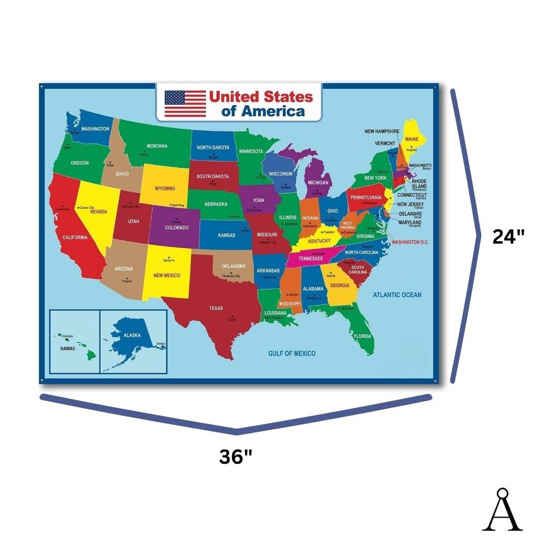 AGGSTROM Jumbo Waterproof United States Map Poster Digitally Printed on Vinyl Flex Used in Home Classroom for Kids or Adults, 36 x 24 Inch - Image 4