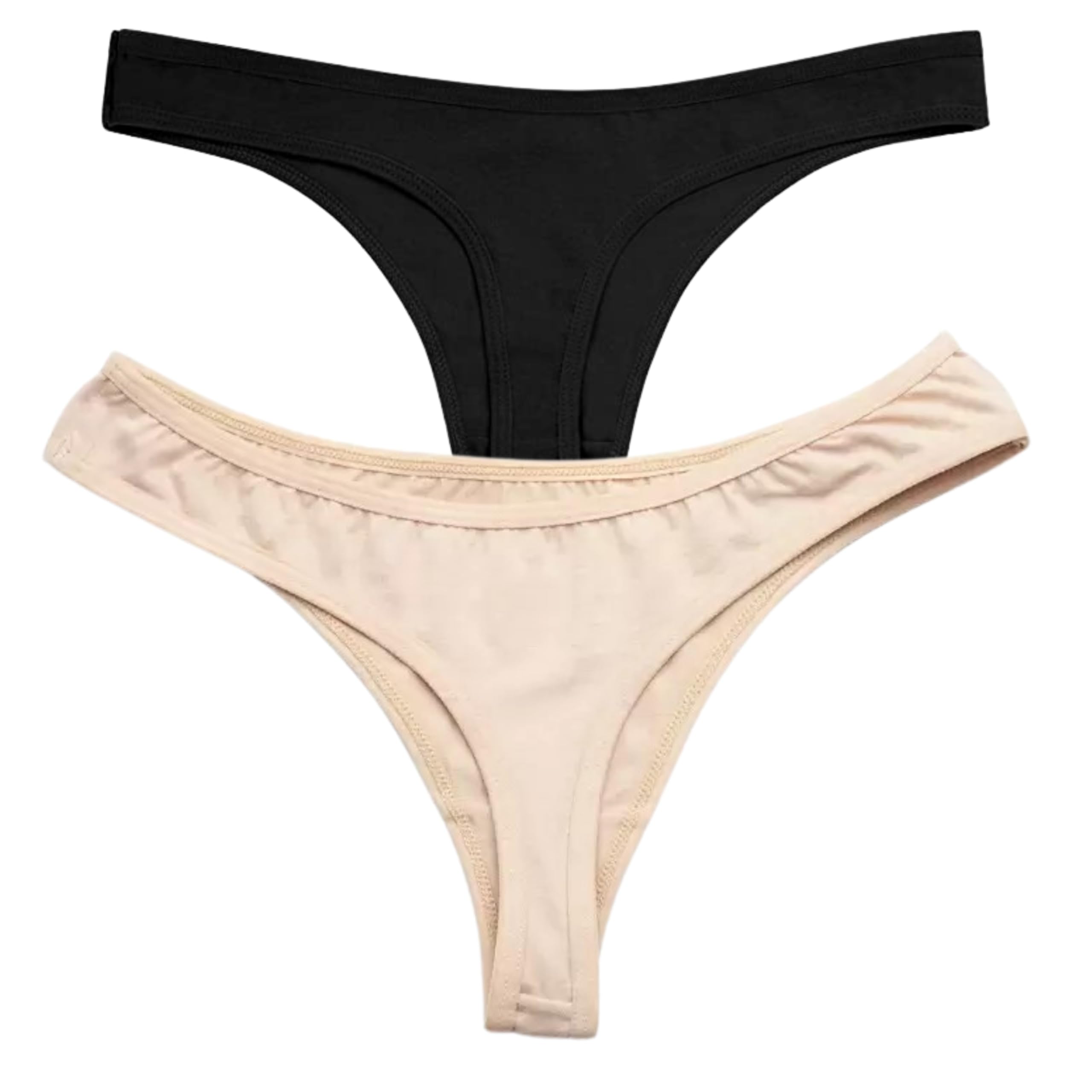 Thong for Women Cotton Underwear Low Rise Solid G-String Sexy Lingerie Panties | Women Stretchable Under Fitted Outfits Bikini Style Underwear -Pack of 2 (in, Alpha, S, Regular, Black Nude)-image-45