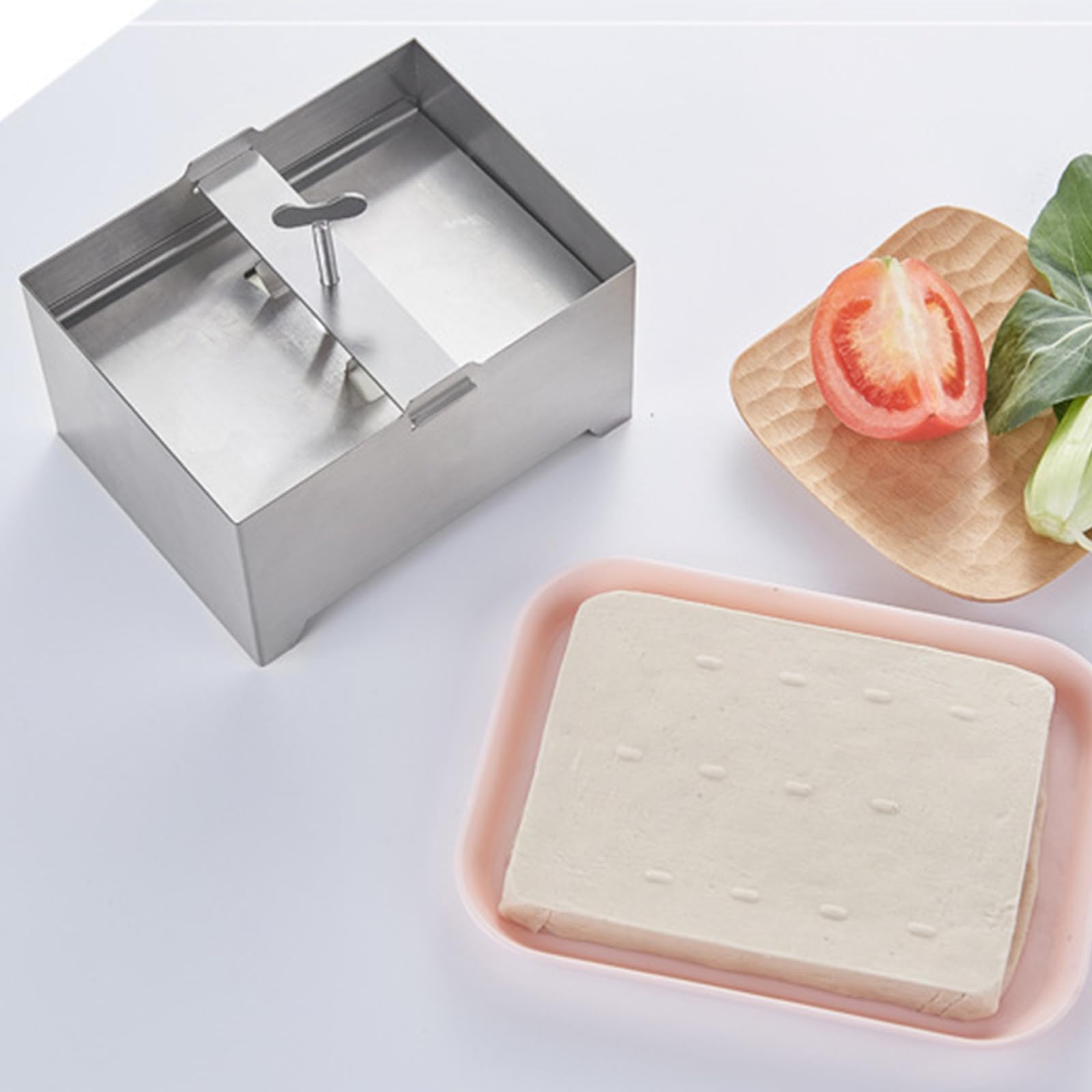 Presse à Tofu en Acier Inoxydable,Smavles Presse à Tofu avec Plaque et Gaze pour la Cuisine,le Restaurant,la Fabrication de Tofu,la Machine à Tofu avec Presse(12*12*9CM)
