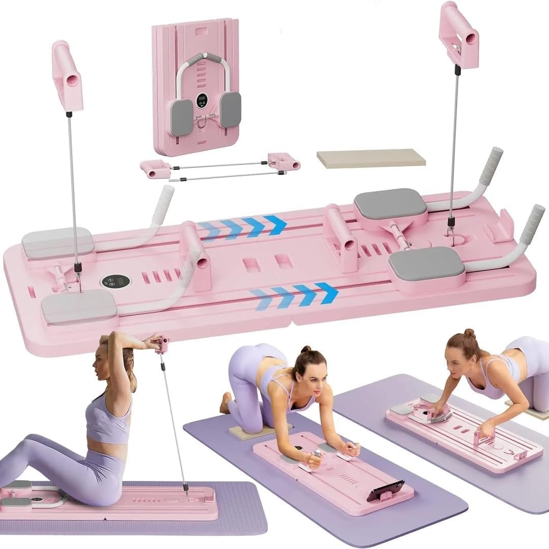 ORCHID M® Abdominal Board,Pilates Reformer Set,Multi-Purpose Foldable Pilates Reformer Board,High Strength Pilates Equipment Portable Fitness Board For Home Women Men（Gift hassock）