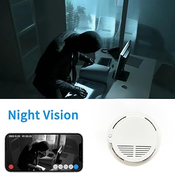 Manual DIY 150Wide Angle Smoke Detector Camera, Handcrafted Smoke Detector Spy Cam with Night Vision/Motion Detection/256G SD Support/2.4G WiFi for Indoor Home & Office Use.
