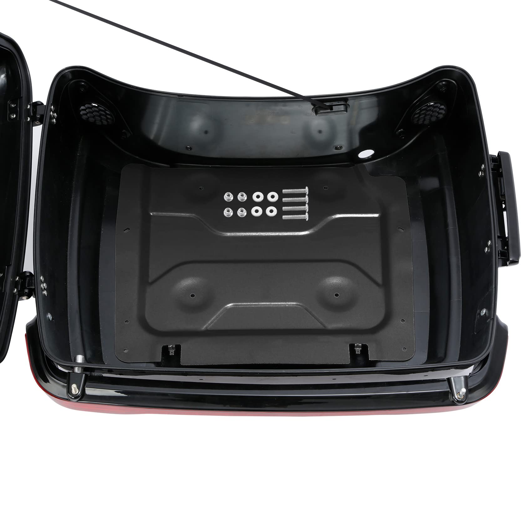 XMT-MOTO King Tour Trunk + schienale avvolgente + 2 rack di montaggio + portapacchi superiore + piastra di base nera adatta per Harley Touring Road King Street Electra Glide Ultra-Classic 2014-2025