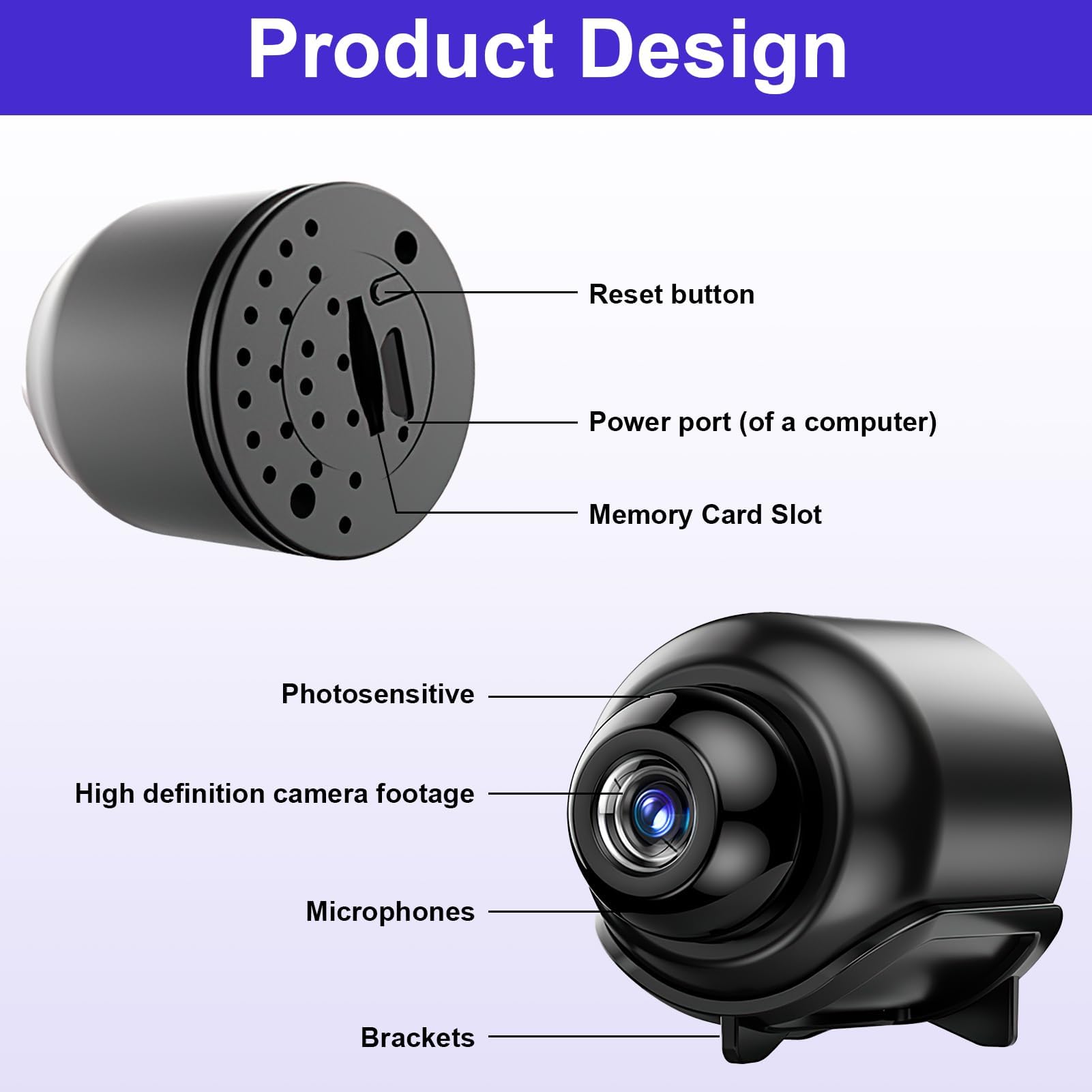 Mini Telecamera Spia Nascosta HD 1080P Senza Fili, Solo WiFi 2.4G NON 5G, Telecamera WiFi per Interno/Esterno con Visione Notturna, Rilevamento Movimento, Guida Setup Cartacea Inclusa