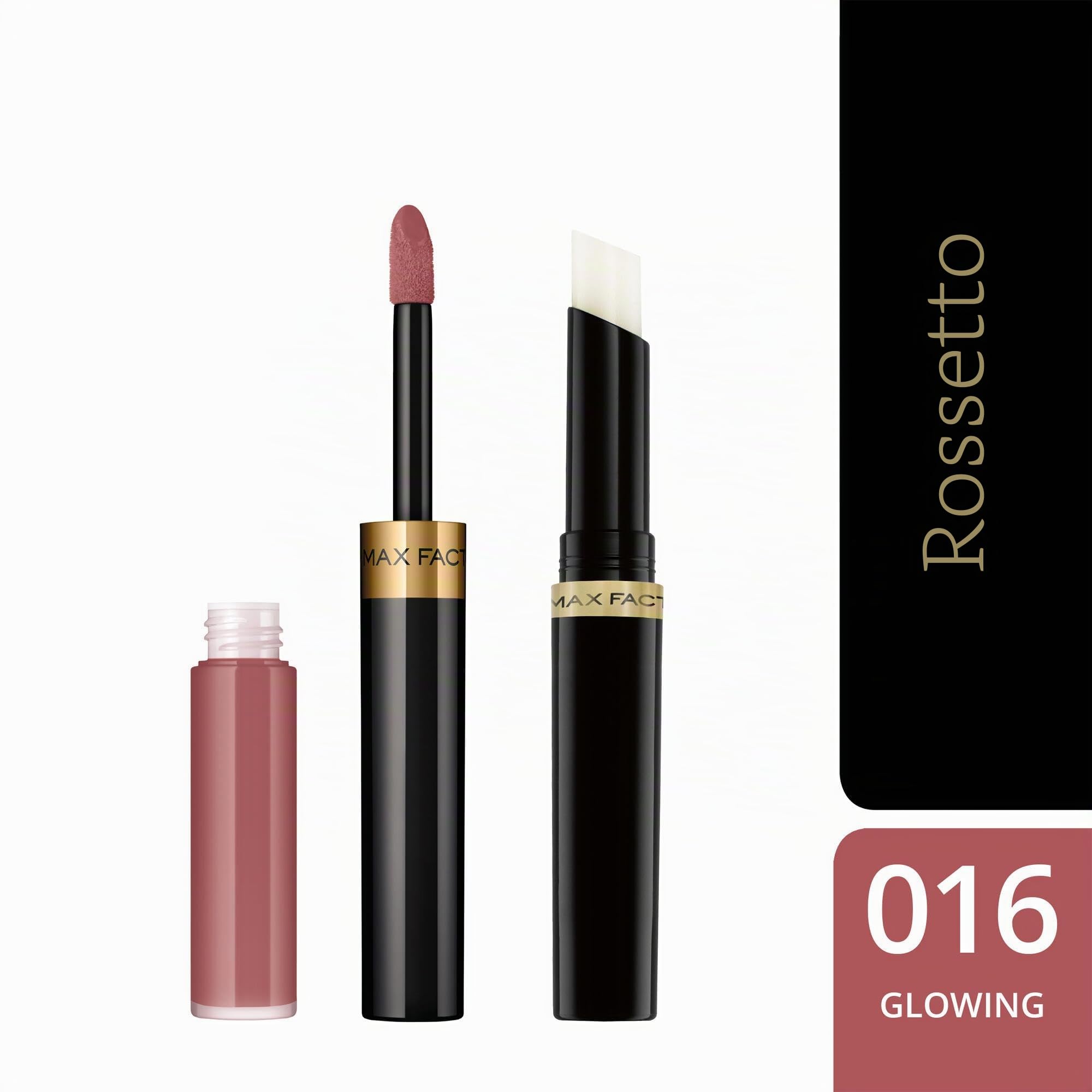 Max Factor - Lipfinity Lip Colour - Rossetto Lunga Durata e Gloss Idratante con Applicazione Bifase - Nuance 016 Glowing - 2.3 ml e 1.9 g