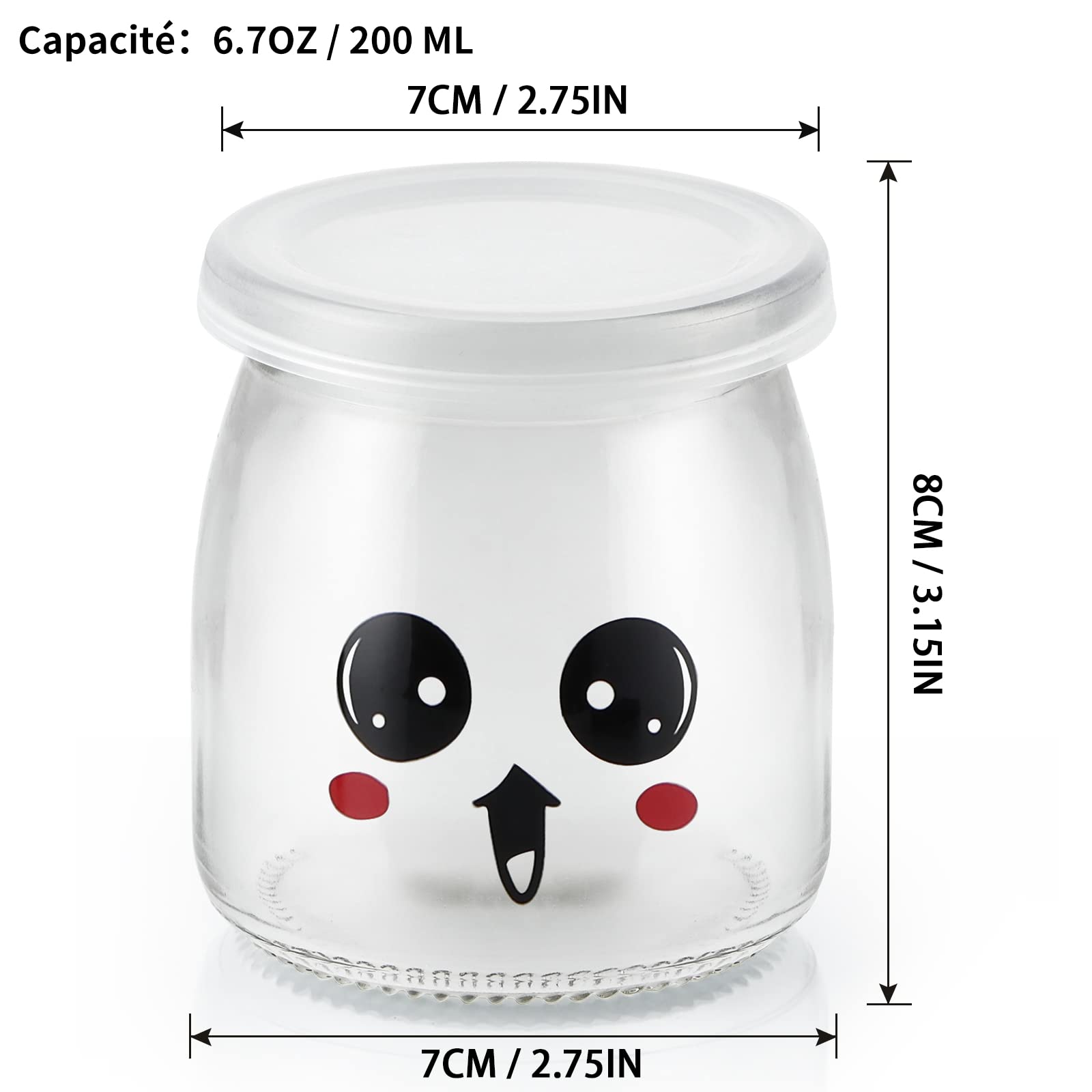 Skelang 12 pezzi vasetto di vetro per yogurt, vasetto per crema 200ML con coperchio in plastica, vasetti per dessert per conservare latte, creme brulee, mousse, marmellata, miele, yogurt, crema
