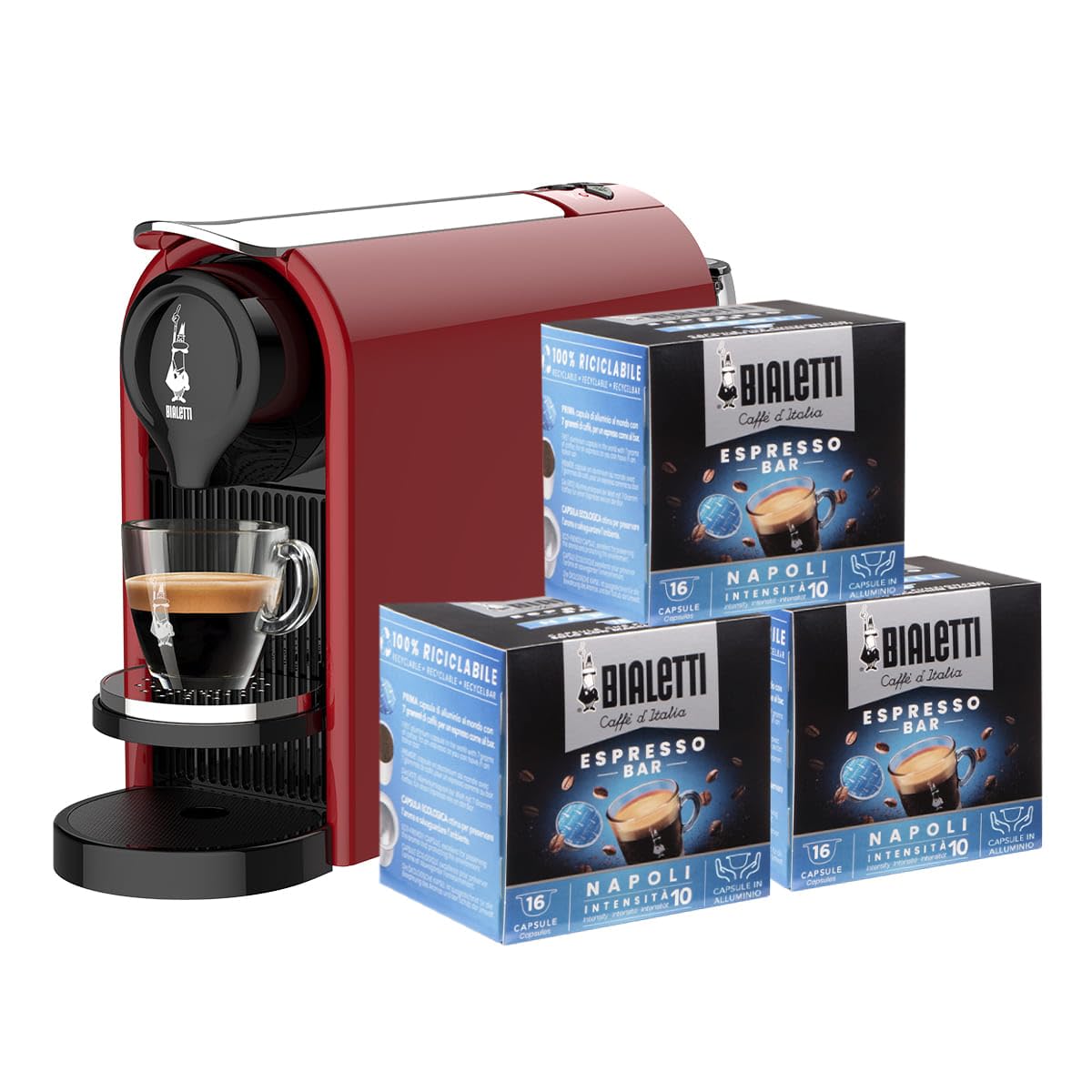 Bialetti GIOIA PLUS +48CAPS MACCHINA CAFFÈ CAPSULE, Rosso