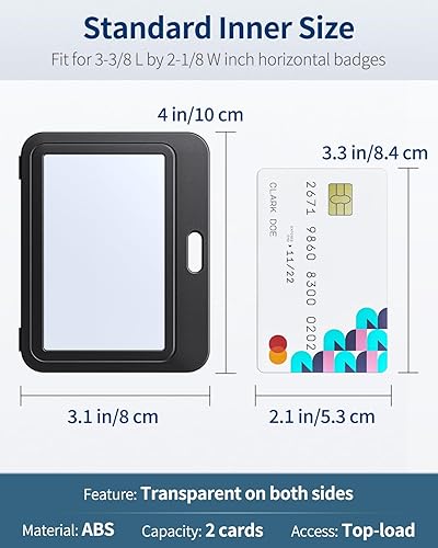 Miniatura 7 de Uniclife Paquete de 3 portatarjetas de identificación con ventanas de doble cara, funda de plástico duro horizontal, bolsa protectora de tarjetas