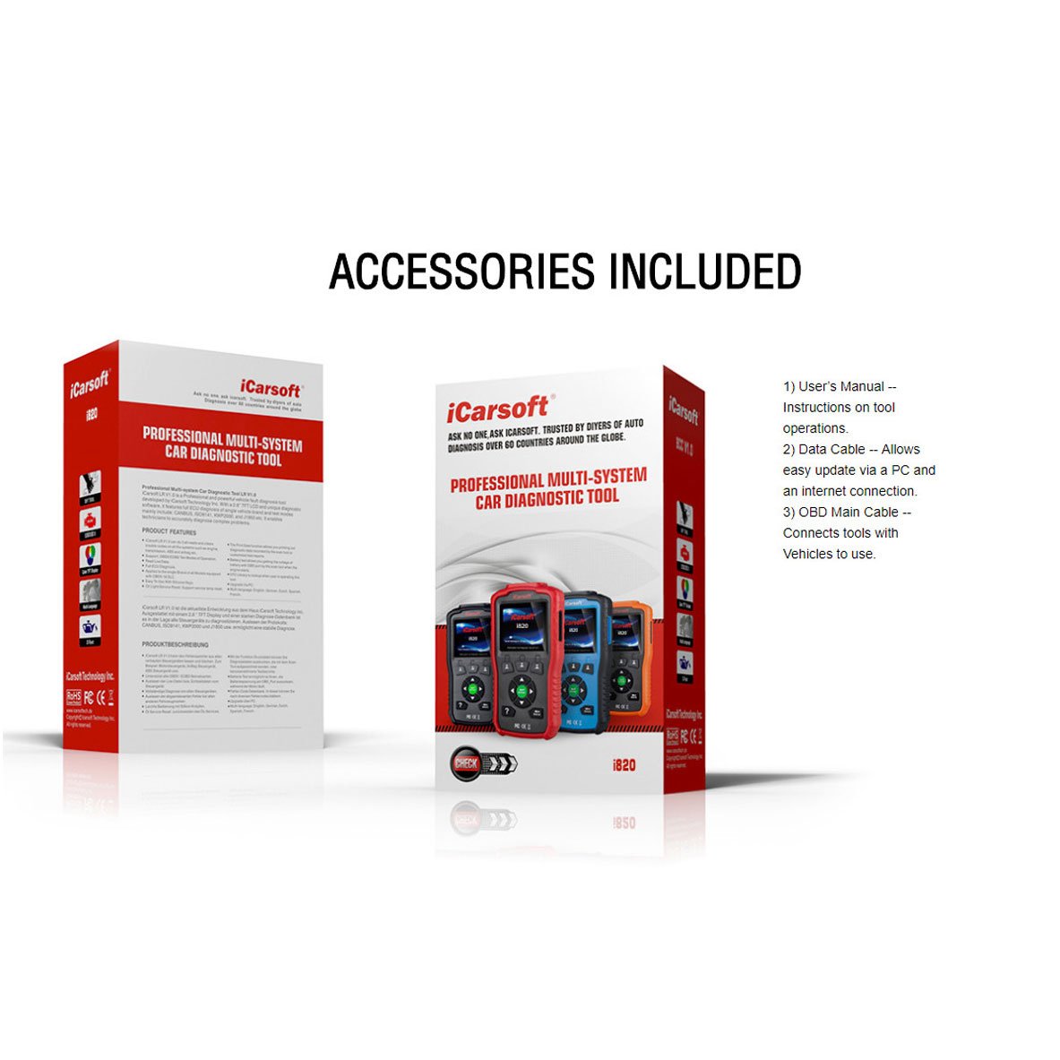 OBDII/EOBD & können motorkontrollleuchte Auto Diagnostic Tool I820 – iCarsoft