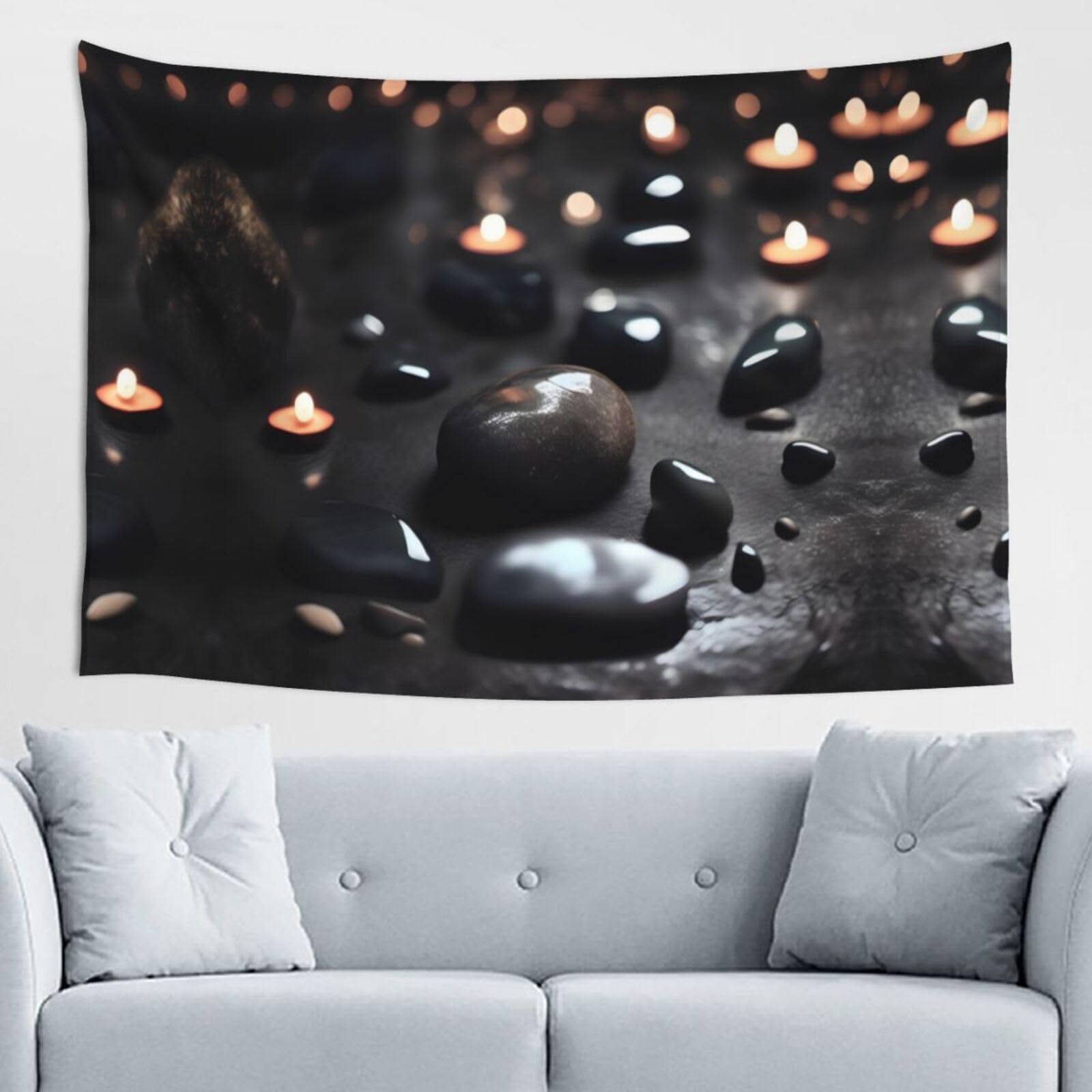 ZZYYDS Black Mystery Heart Stone Wall Decor Tapestry 60x40in, Wall Hanging, Home Decor, Dorm Decor, Porch Tapestry, etc.