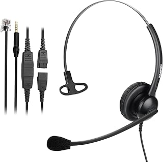 MAIRDI Office Headset with RJ9 Jack for Cisco Phone, Binaural Telephone Headset with Mic Noise Cancelling for Call Center Landline Deskphone, Including 3.5mm Connector for Cell Phone PC Laptop