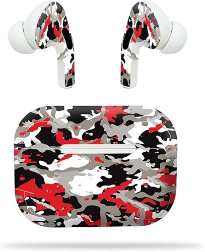 MightySkins Compatible con Apple Airpods Pro - Camuflaje rojo  Funda protectora de vinilo duradera y única  Fácil de aplicar, quitar y cambiar de