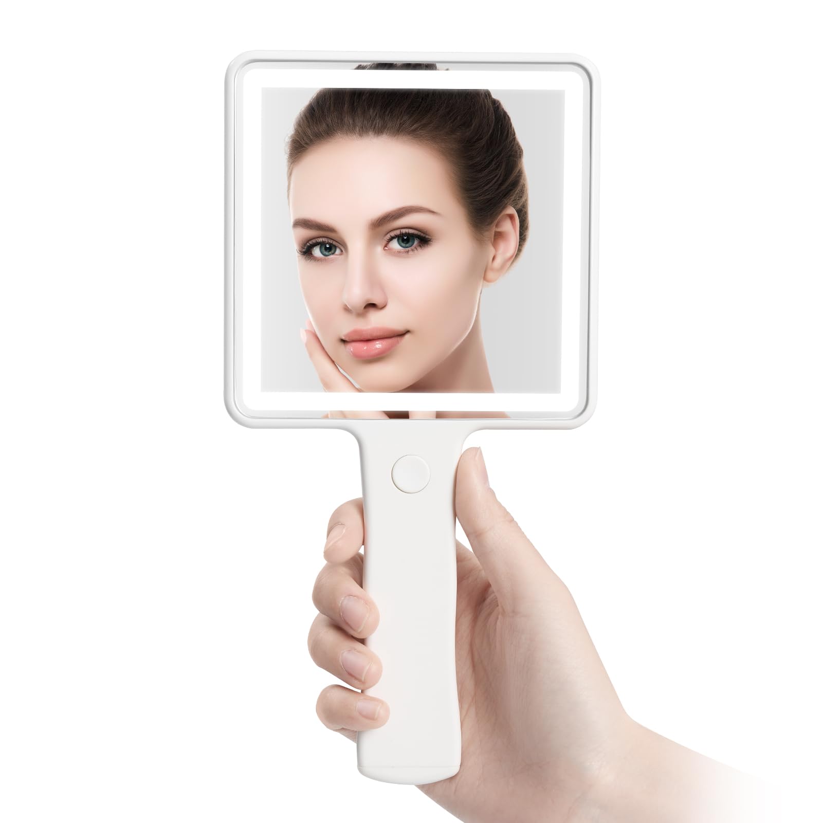 helloleibooTravel Handheld Makeup Mirror, LED Dimmable Makeup Mirror, USB Charging, No AAA Battery Required, Mini Portable, Multi-Functional Makeup Mirror for Travel and Home Use.