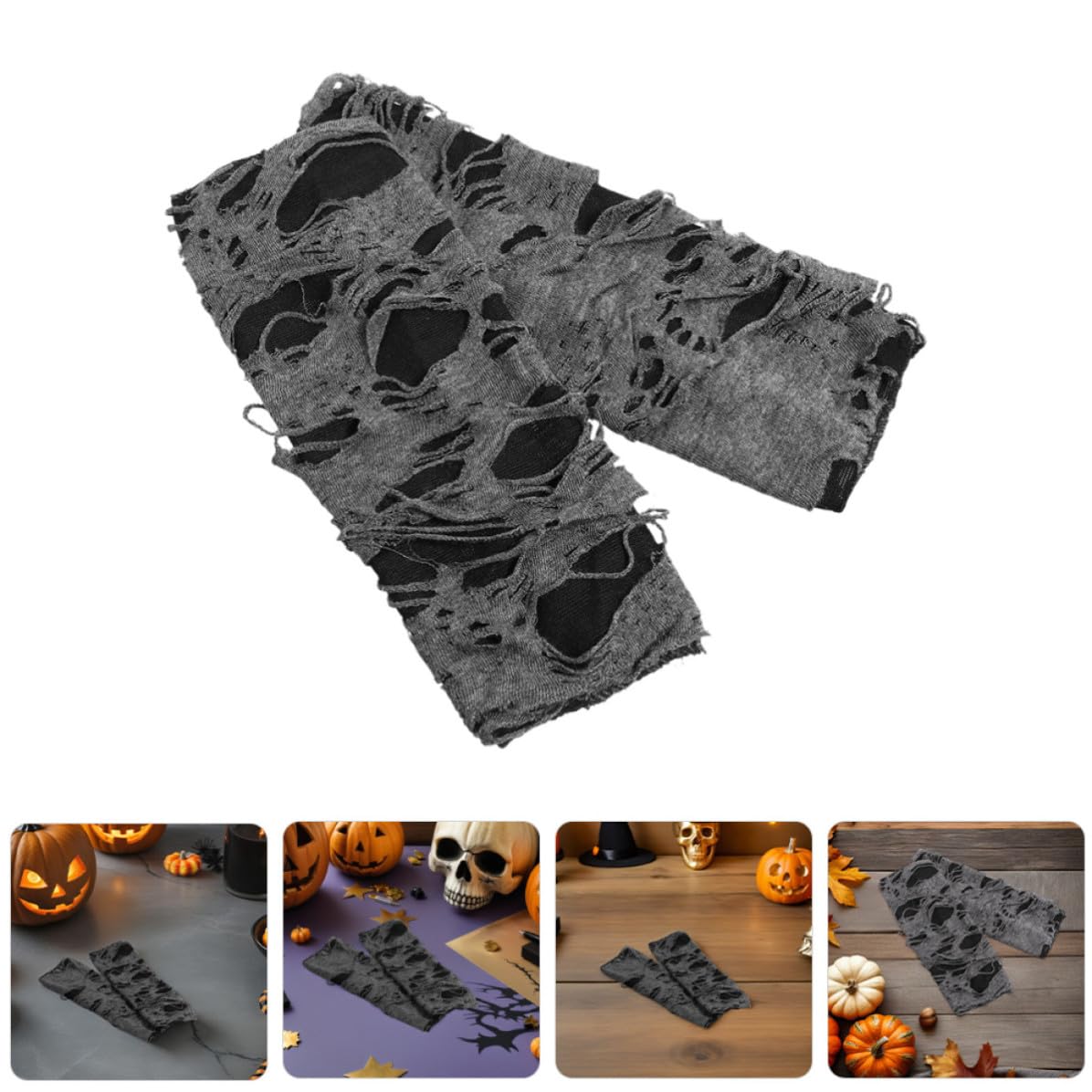 Healeved 12 Pares Guantes Punk sin Dedos Negros de Poliéster para Halloween