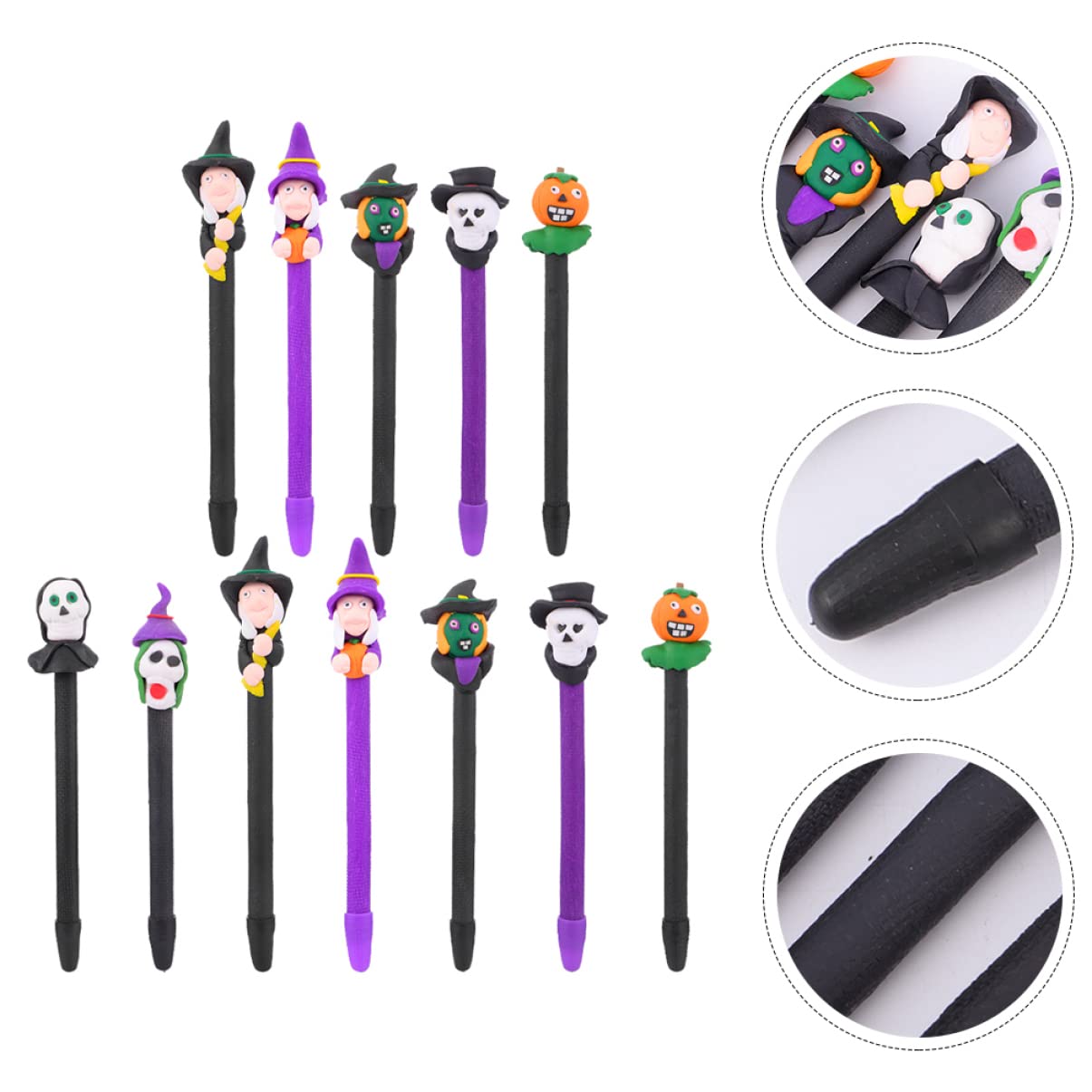 3 Set Penna A Sfera Di Halloween Esposizione Penne Marcatore Marcatori Adesivi Gel Evidenziatori Kit Arredamento Di Halloween Fornitura Di Halloween Argilla Polimerica 12 Pezzi * 3