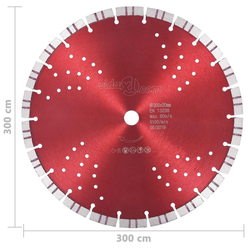 ShGaxin Disco da Taglio Diamantato con Turbo e Fori in Acciaio 300 mm,Articoli di ferramenta,Accessori per Attrezzi,Lame per Attrezzi,Lame per seghe-143231