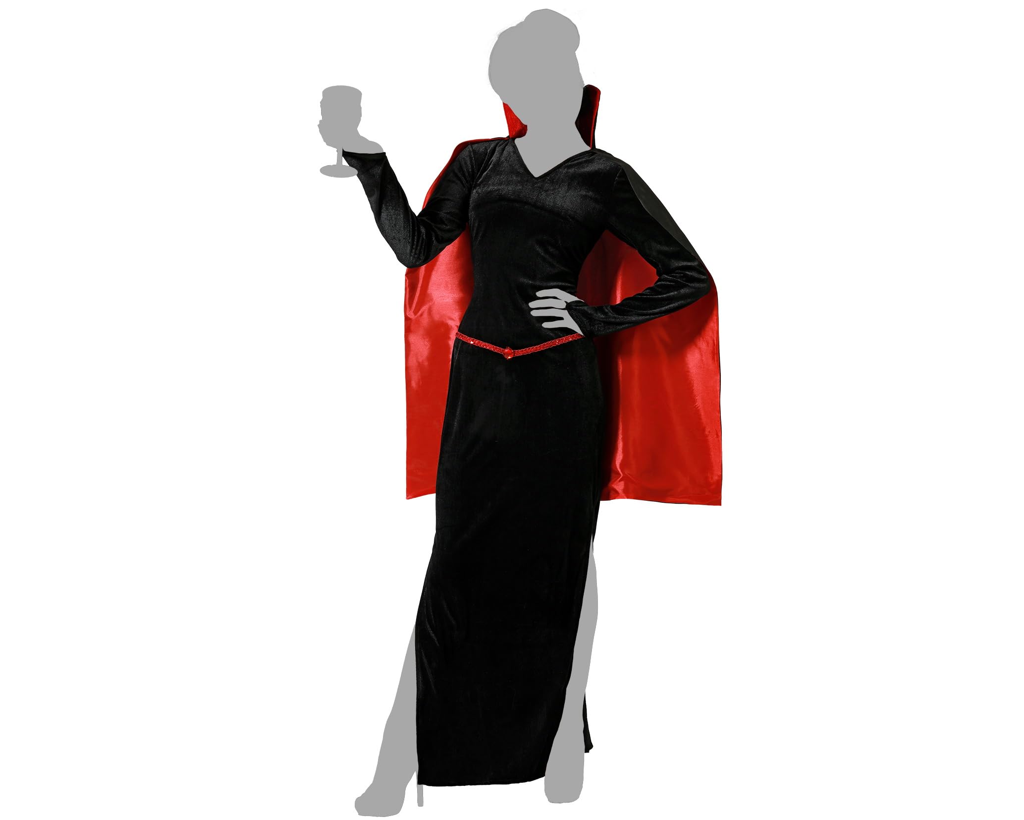 Atosa Vampire costume with cape black woman adult XS
